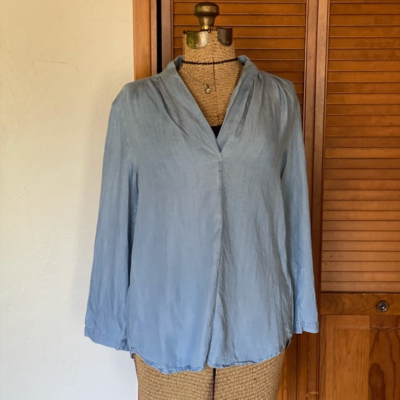 Mossimo | Chambray Denim Popover Blouse | S - Picture 2 of 16